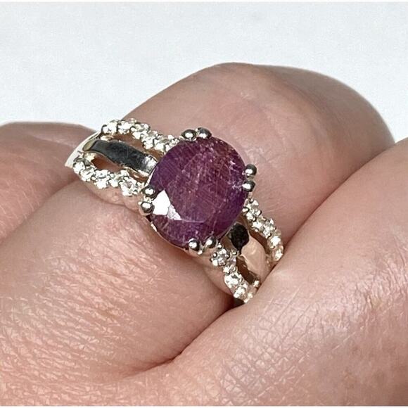 925 PTI India Sterling Silver Ruby Diamonds Ring 6.75 4.17g - Picture 12 of 15